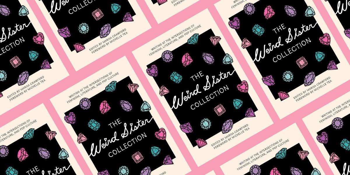 The cover of "The Weird Sister Collection" tiled on a light pink background.