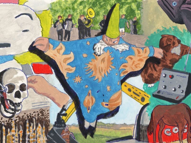 An illustration depicting various #WeirdTok videos.