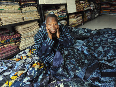 Picture taken on September 22, 2010 shows artist Chief Nike Davies-Okundaye posing at her gallery in Lagos, on September 22, 2010. Nigeria celebrated 50 years of independence on September 30. (PIUS UTOMI EKPEI/AFP via Getty Images)